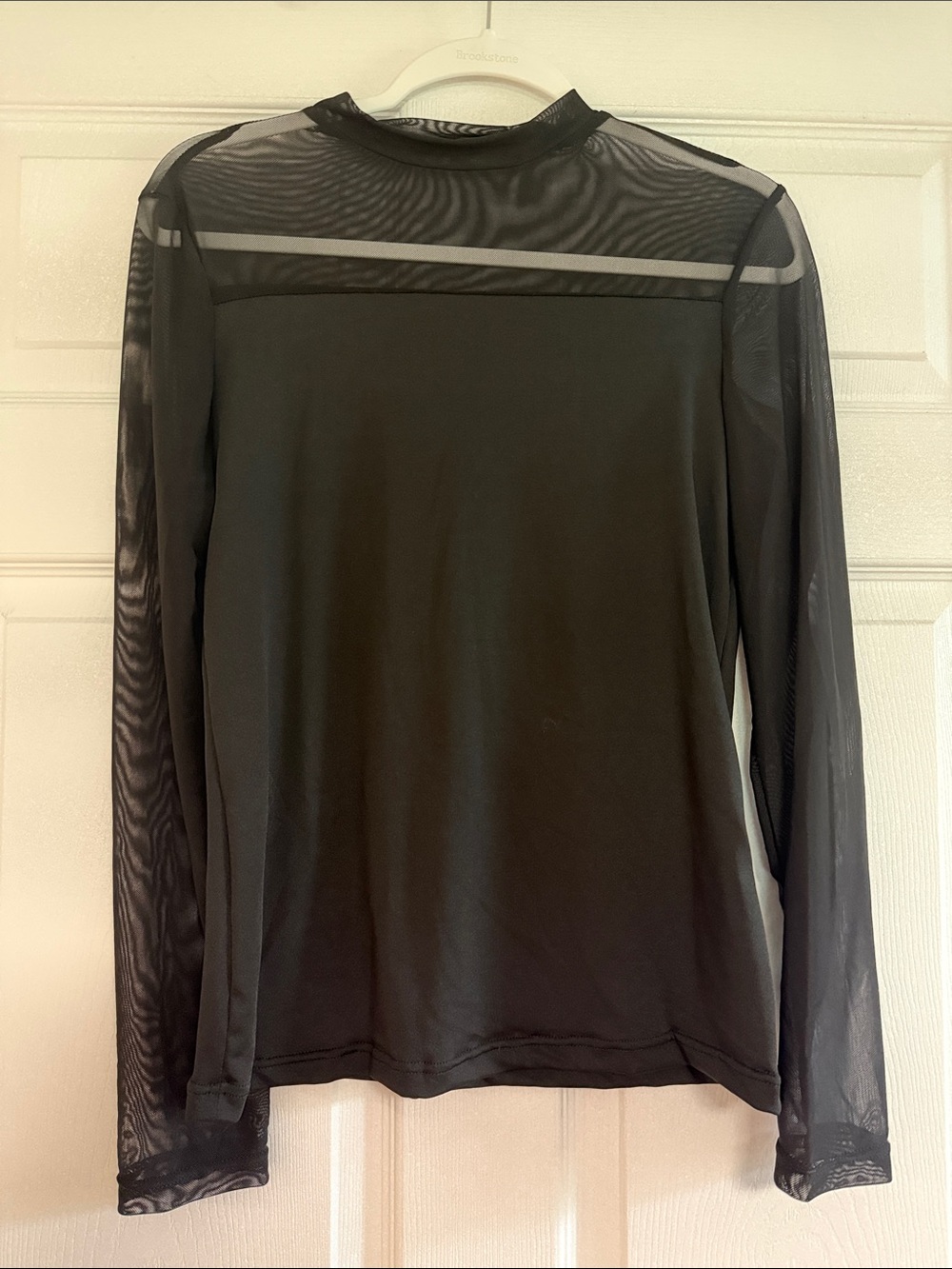 Black Mesh Long Sleeve Top